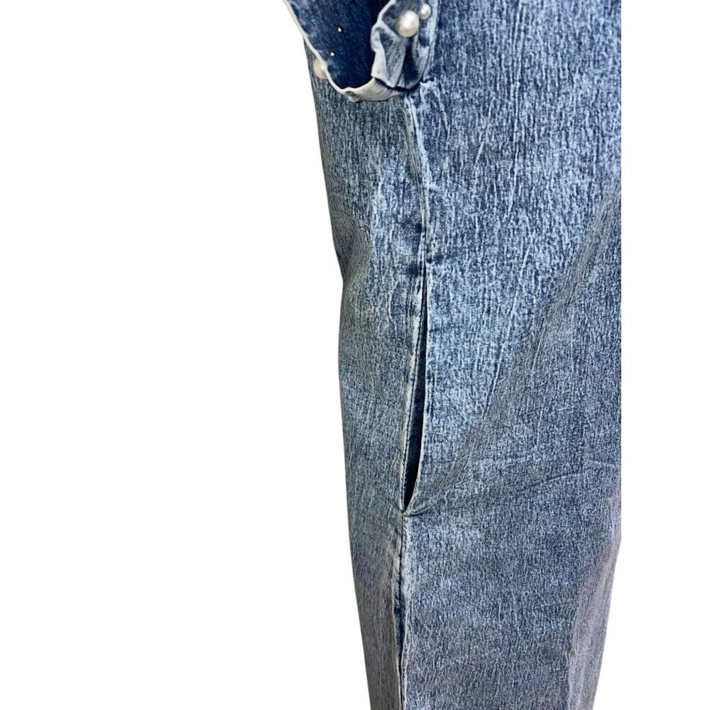 LALA Factory Ladies Denim Dress with Pearl and Stud details Size Large - Picture 9 of 13